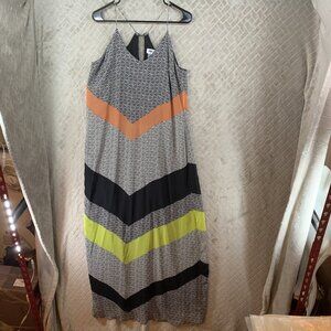Old Navy Womens Large Long Maxi Dress Color Block Geometric Sleeveless A Line